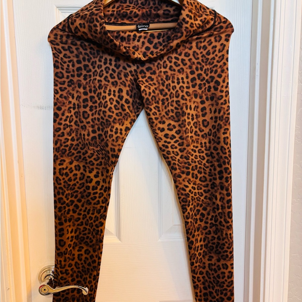 Felina Leopard Print Leggings - Brown and Black